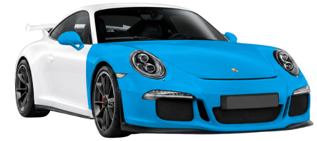 Sports car showing front-end paint protection film coverage