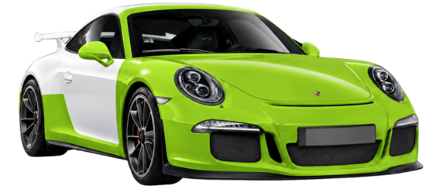 Sports car showing track-pack paint protection film coverage